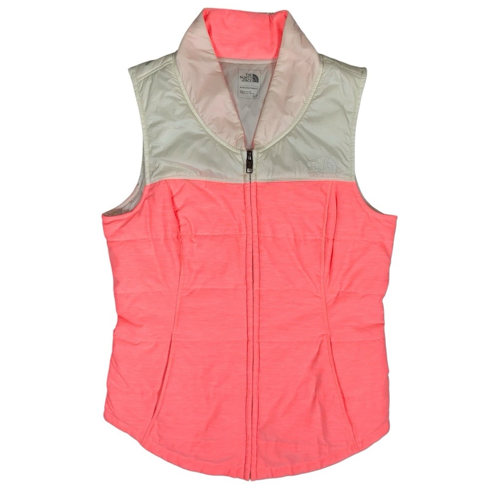The North Face Vest Pink White Lightweight Puffer Vest Women Small Pseudio